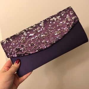 Purple and Silver Sequin Clutch